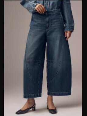 Pilcro Curve High-Rise Tapered Cropped Barrel Jeans like new size 27 HOT TREND